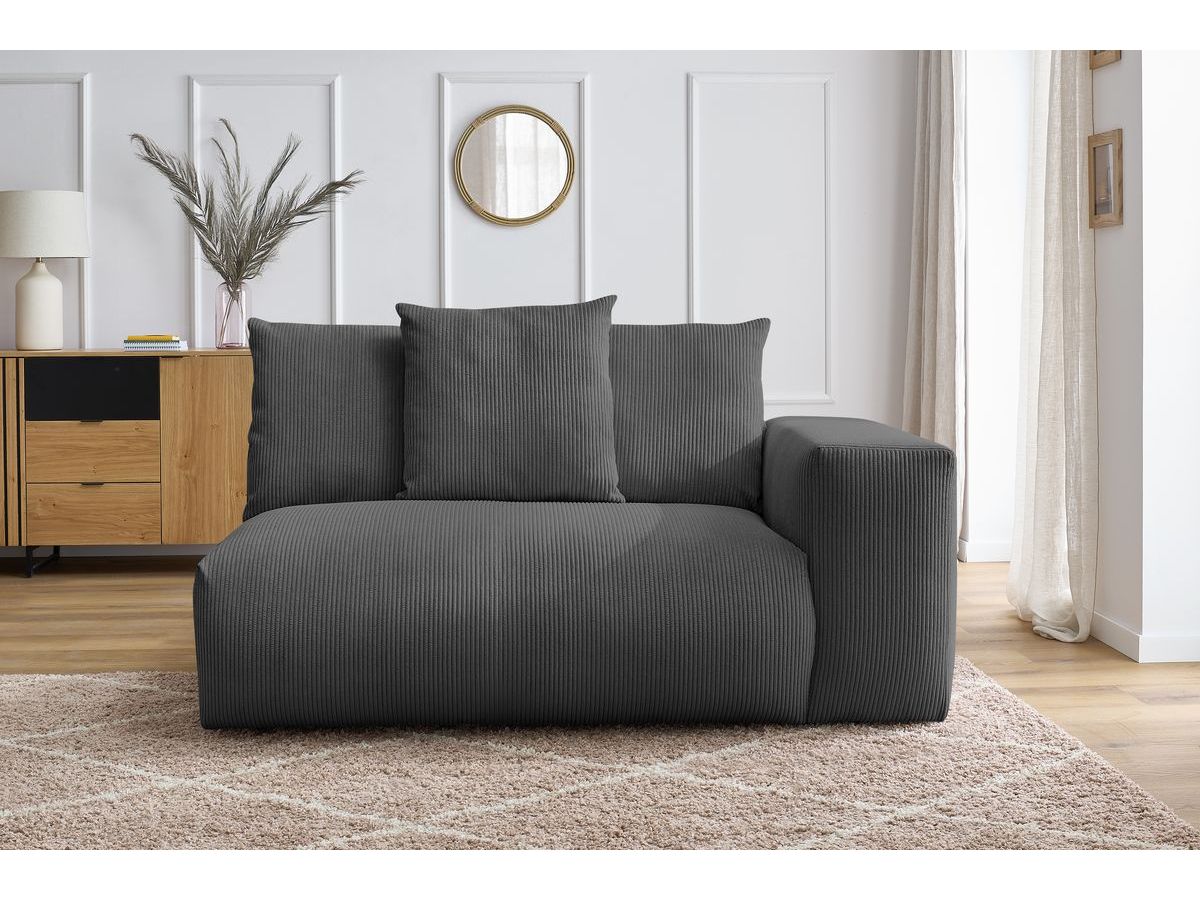 Bobochic Voltaire Sofamodul 2-Sitzer 178 × 100 cm Cordsamt Dunkelgrau Ecke rechts