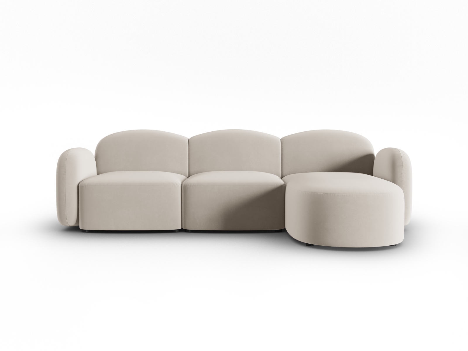 Micadoni Ecksofa Blair 4-Sitzer Rechts Samt Casino Hellbeige
