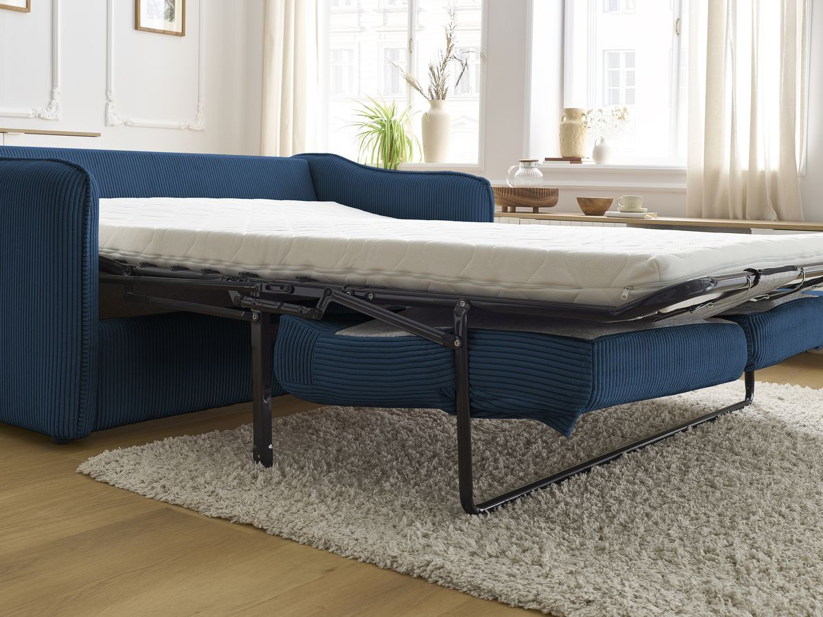 Bobochic Lenny Schlafsofa 3-Sitzer Cordsamt Dunkelblau