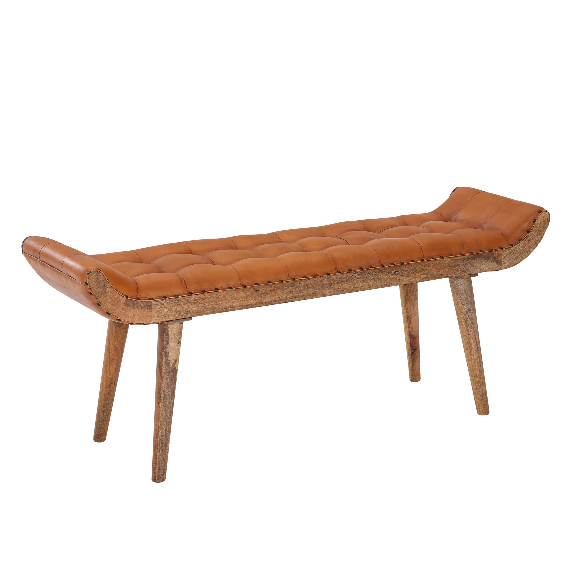Sitzbank Hnausar Echtleder Braun 125 × 38 × 50 cm