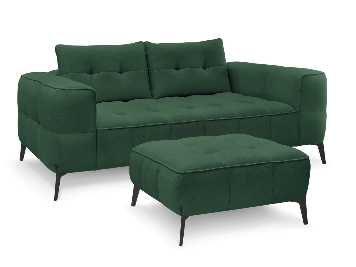 Bobochic Anis Sofa 2-Sitzer mit Pouf Strukturstoff Grün