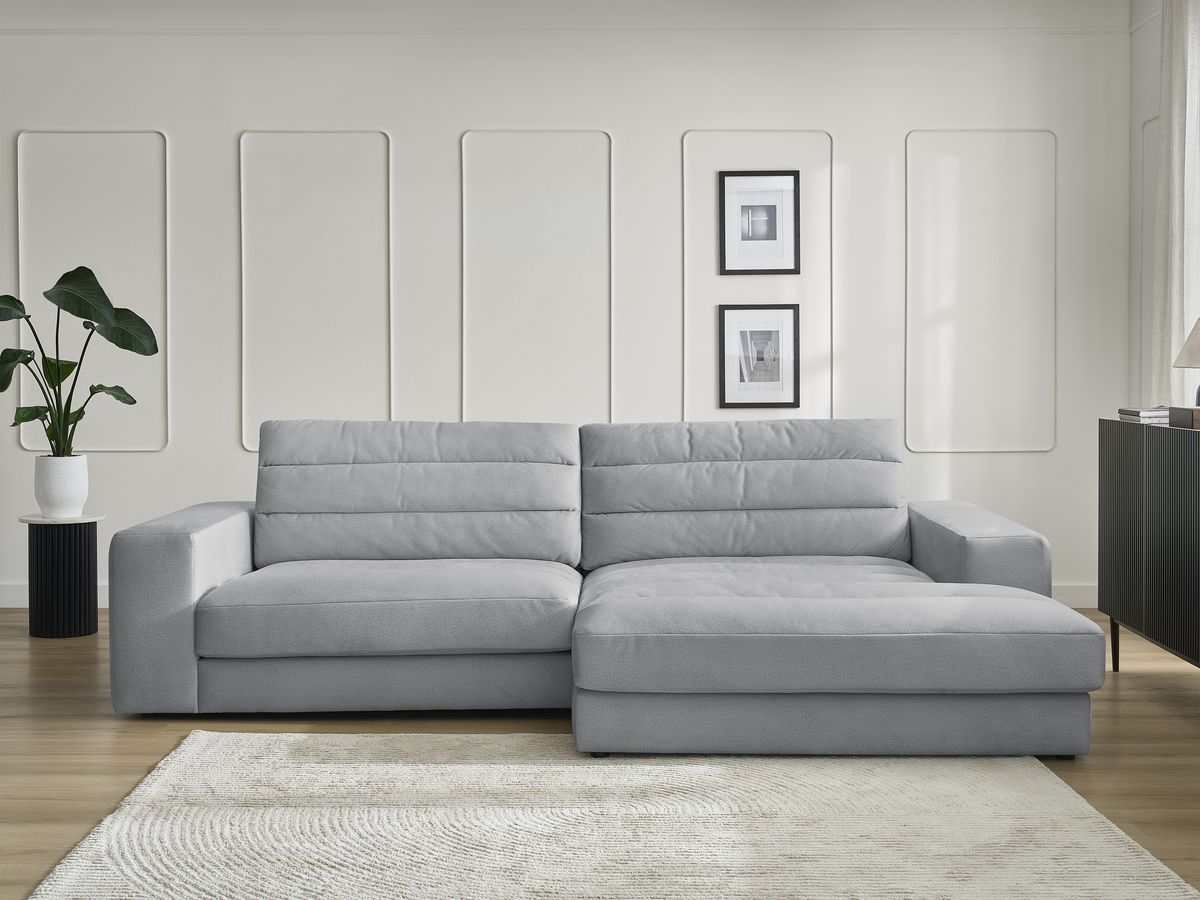 Bobochic Sierra Ecksofa Samt Hellgrau Ecke rechts