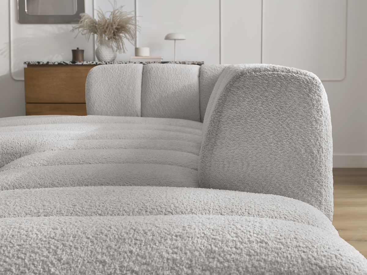 Bobochic Annecy Ecksofa Bouclé-Stoff Hellgrau Ecke links