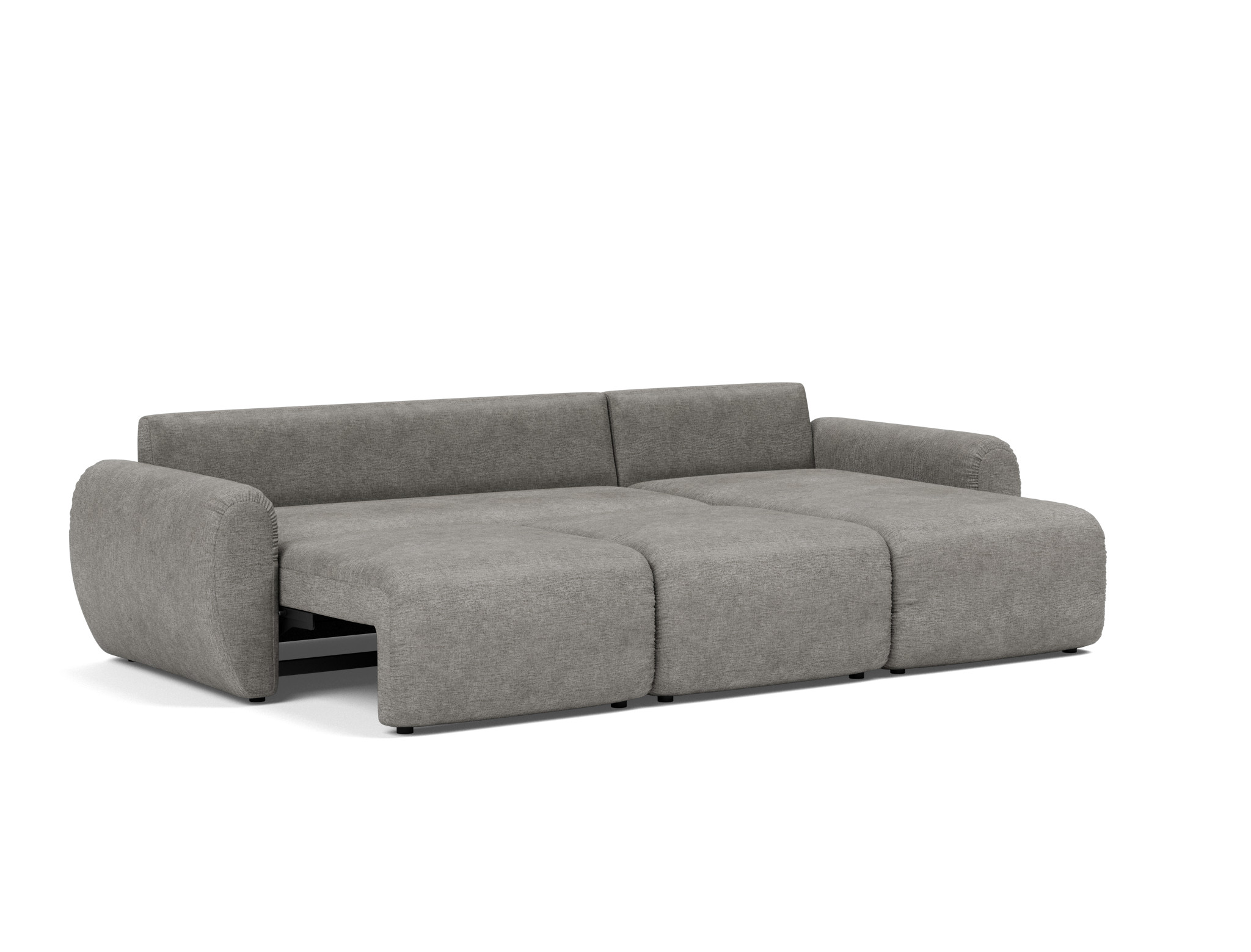 Schlafsofa Norum mit Chaiselongue und Curve-Armlehnen Flachgewebe Avella 282-Warm-Grey