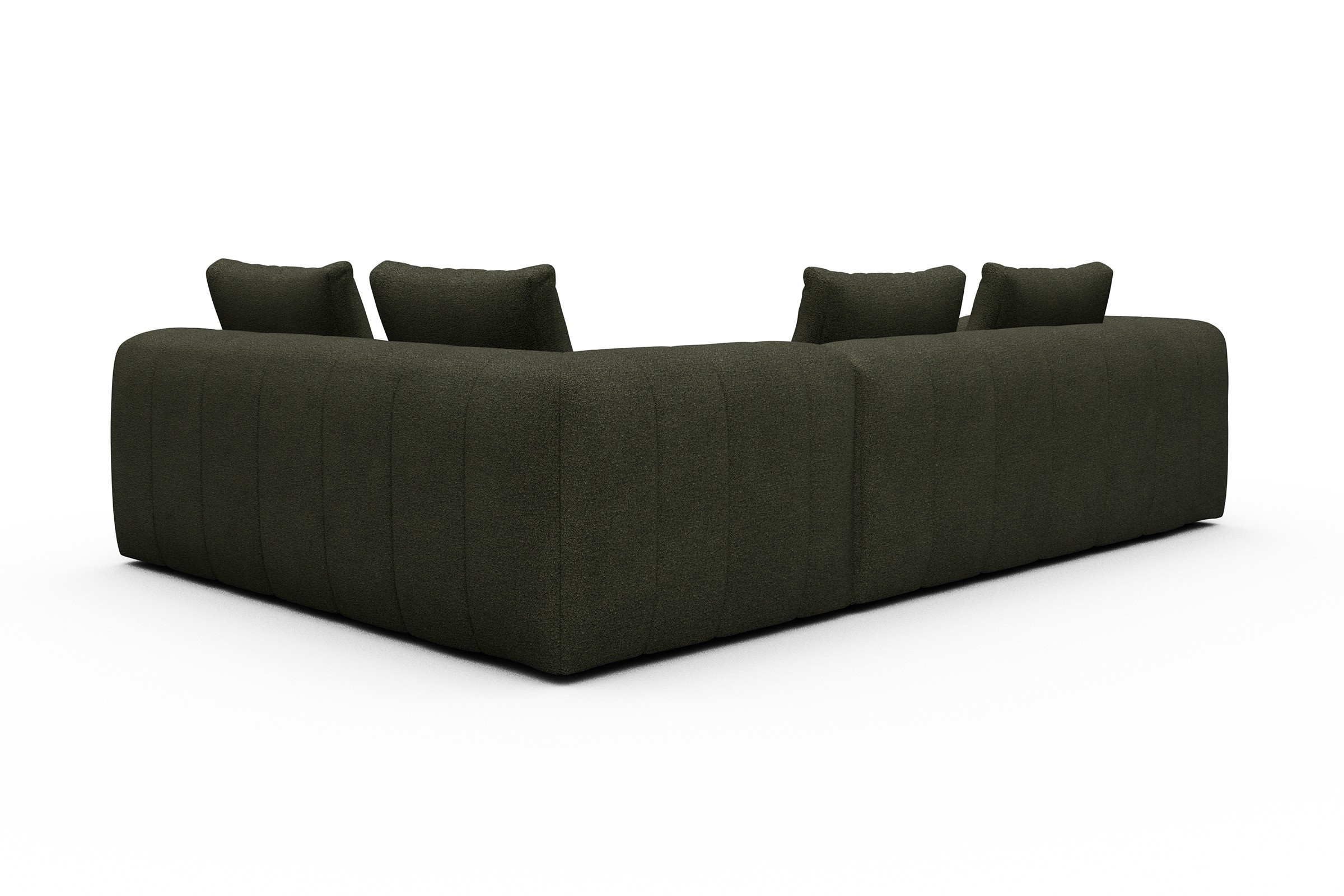 Ecksofa Hugo 2x 2,5-Sitzer Armlehne links Boucle-Forest-Green