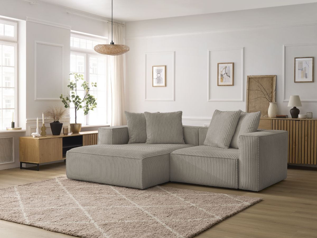 Bobochic Nina Ecksofa Cordsamt Taupe Ecke links