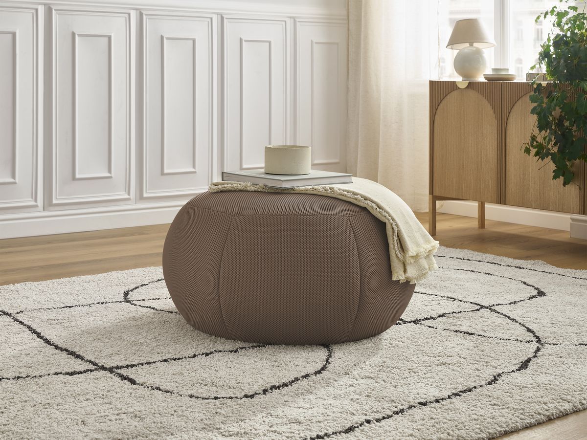Bobochic Hayden Pouf, rund Mesh-Stoff Braun, 76 cm
