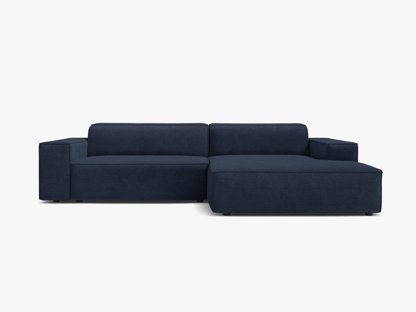 Micadoni Ecksofa Jodie 3-Sitzer Rechts Strukturierter Stoff Liberty Marineblau