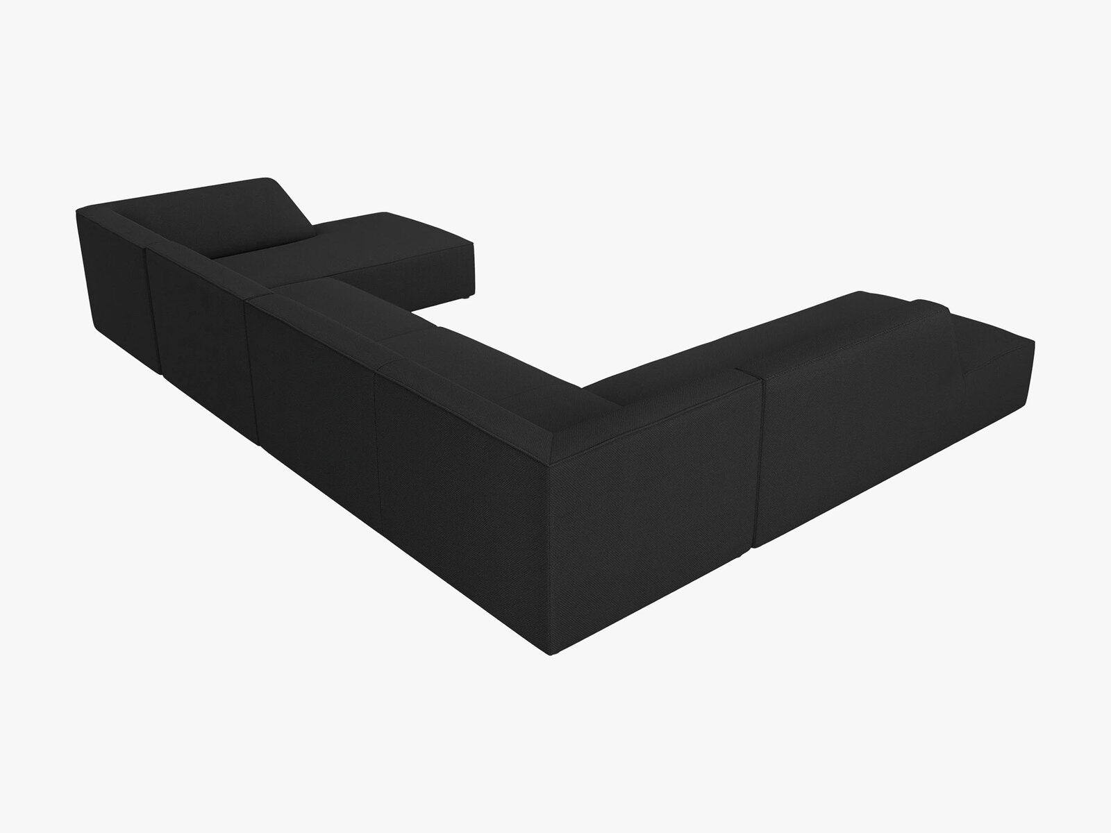Micadoni Panorama-Ecksofa Ruby 7-Sitzer Links Strukturierter Stoff Ottawa Schwarz