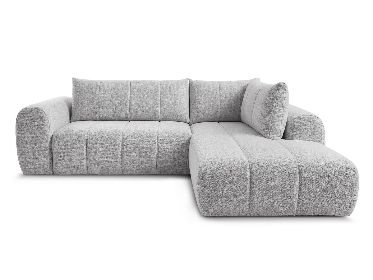 Bobochic Nesty Ecksofa in L-Form, 256 cm Melange-Stoff Hellgrau Ecke rechts