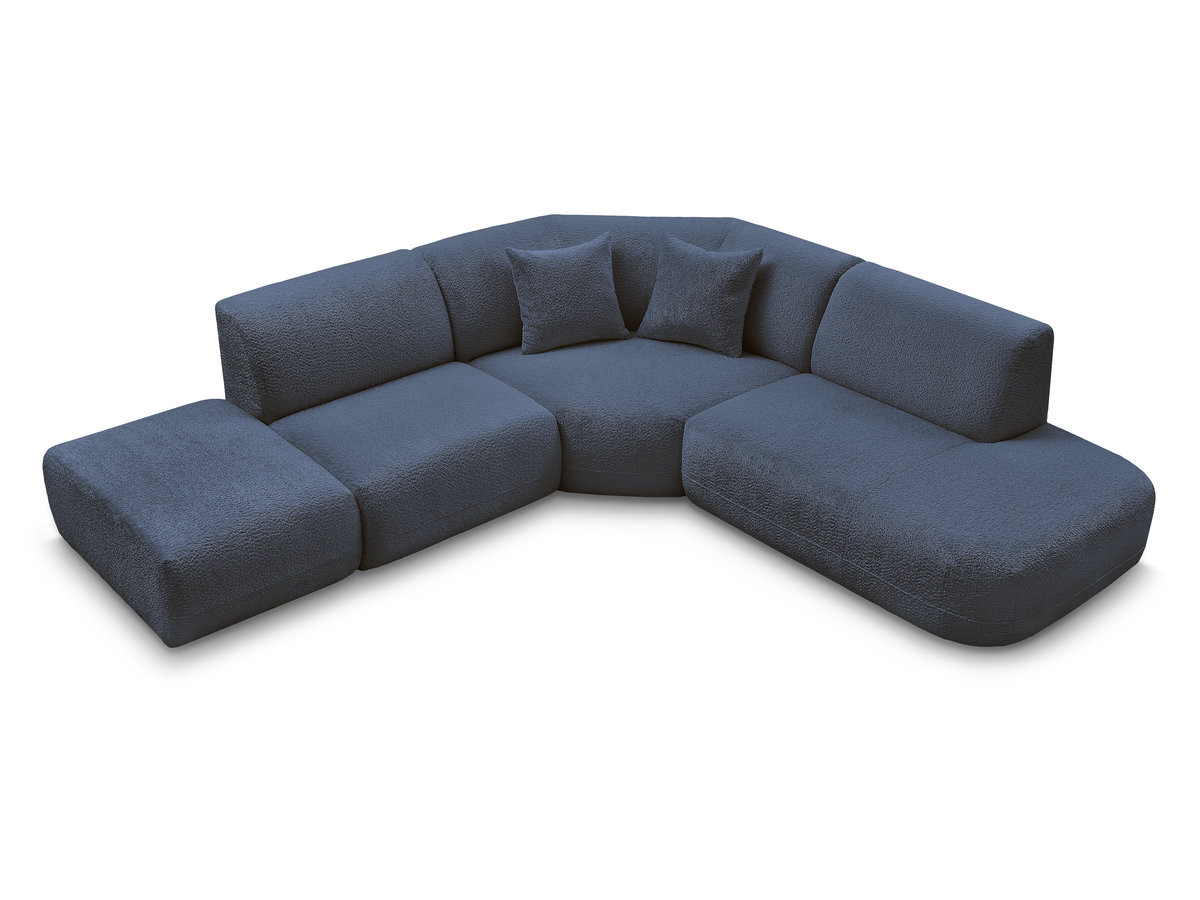 Bobochic Anda Ecksofa 279 × 264 cm Chenille Dunkelblau Ecke rechts