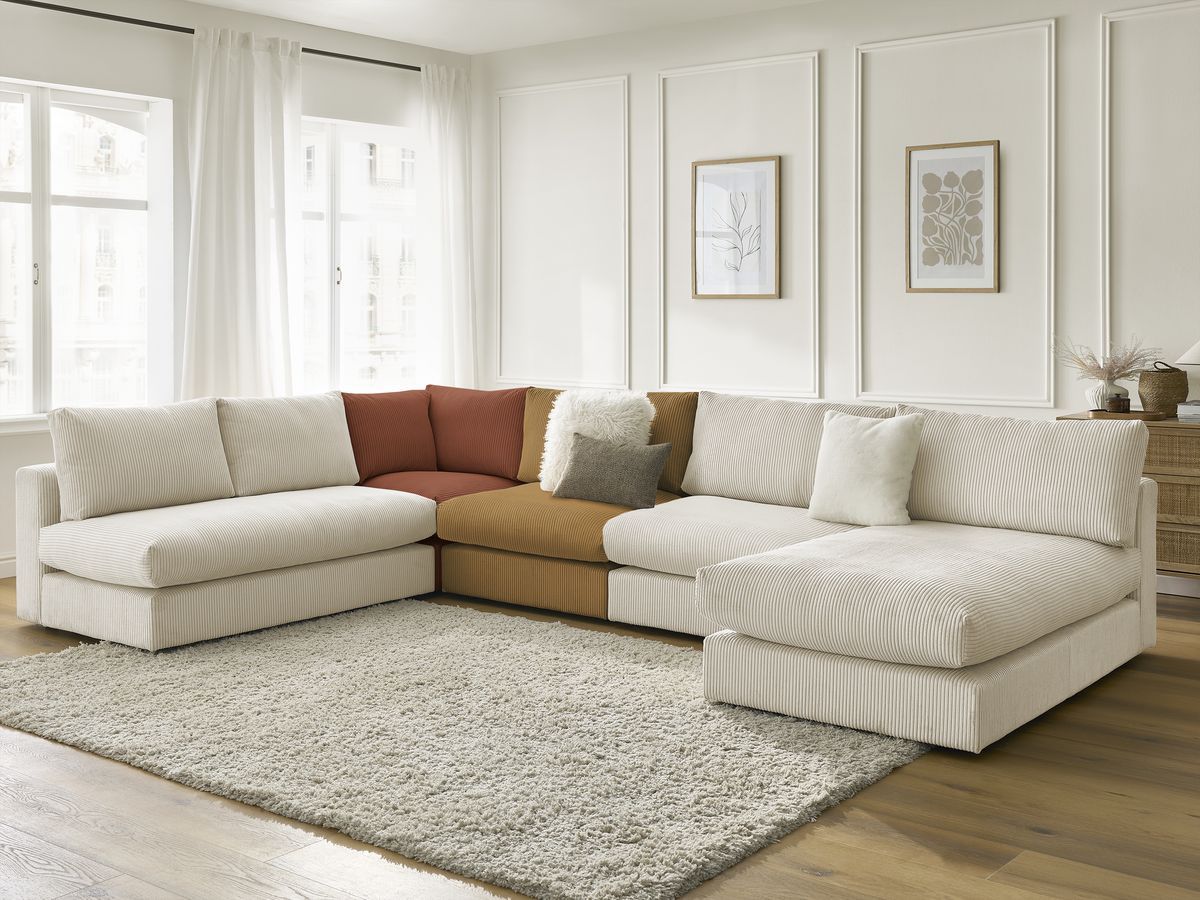 Bobochic Paris Ecksofa Cordsamt Mehrfarbig