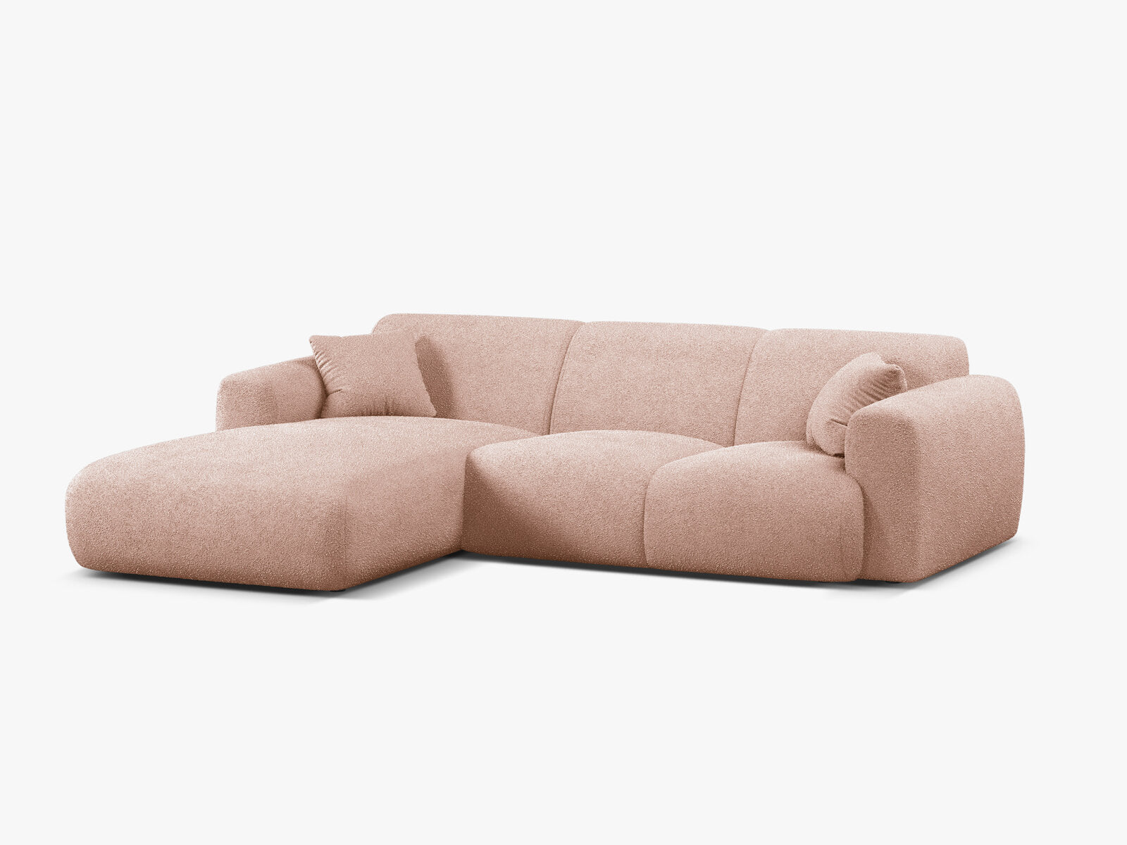 Micadoni Ecksofa Molino 4-Sitzer Links Boucle Baloo Puderrosa