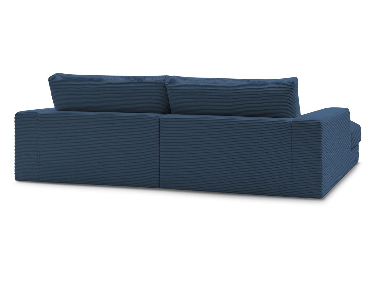 Bobochic Leonard Ecksofa mit Pouf 274 × 159 cm Cordsamt Dunkelblau Ecke rechts