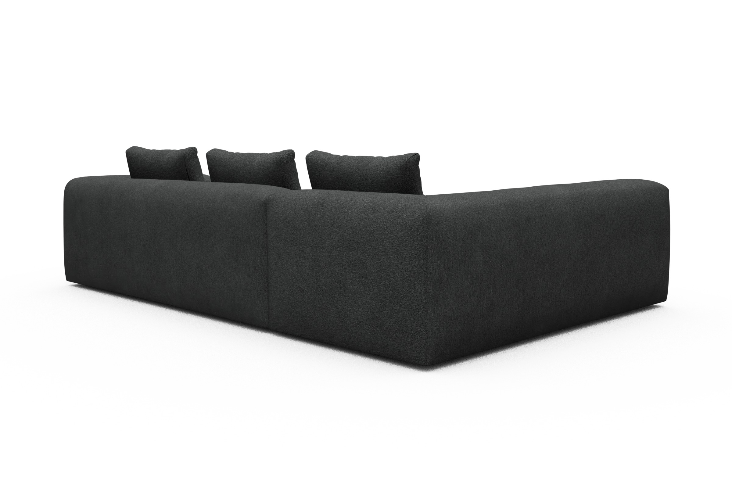 Ecksofa Fred 2x 2,5-Sitzer links offen Boucle-Charcoal