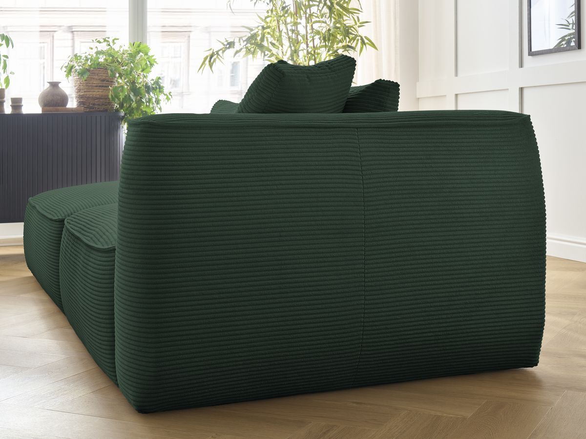 Bobochic Leopold Sofa 4-Sitzer mit Pouf Cordsamt Dunkelgrün Armlehne rechts