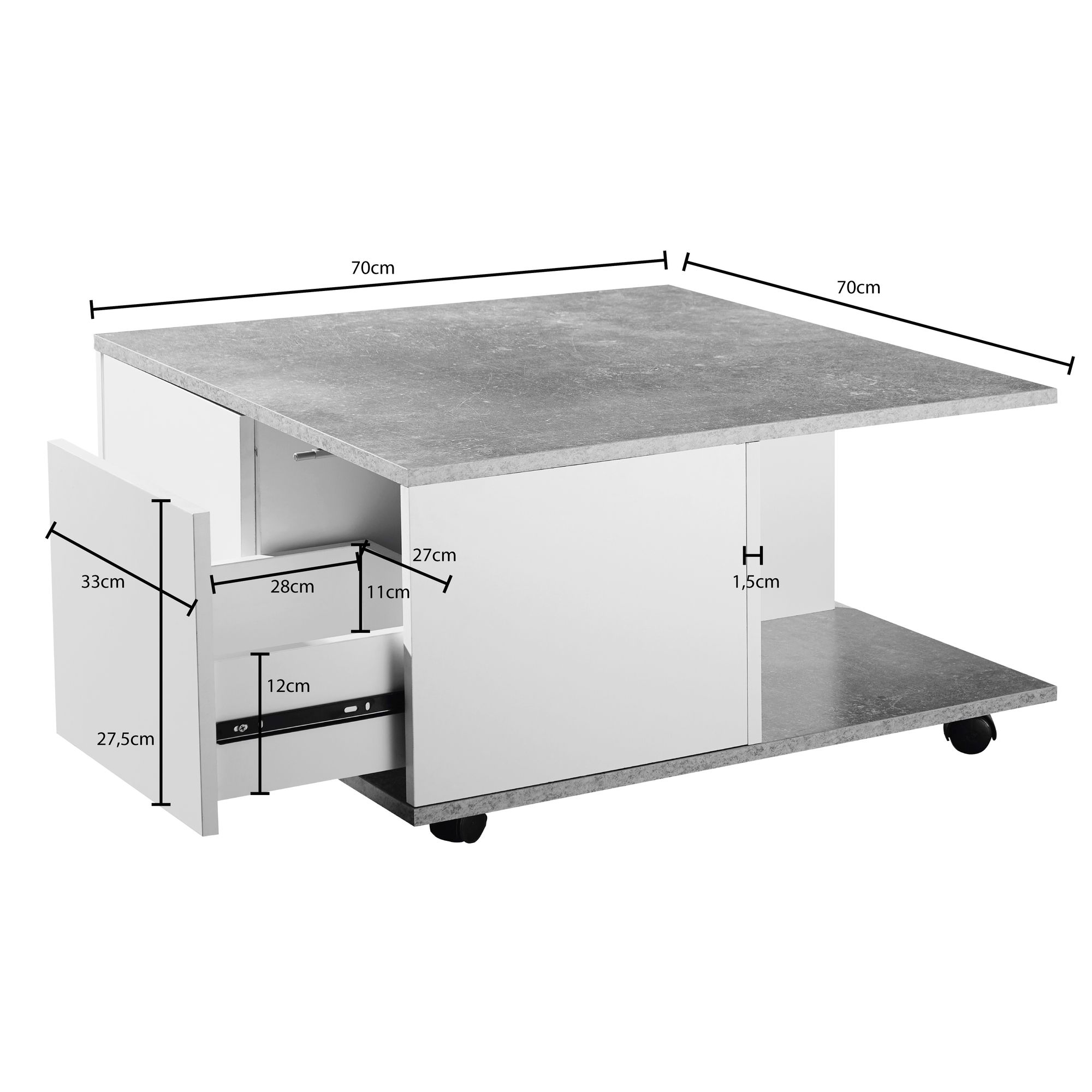 Couchtisch Spentrup Weiß 70 × 70 × 36,5 cm