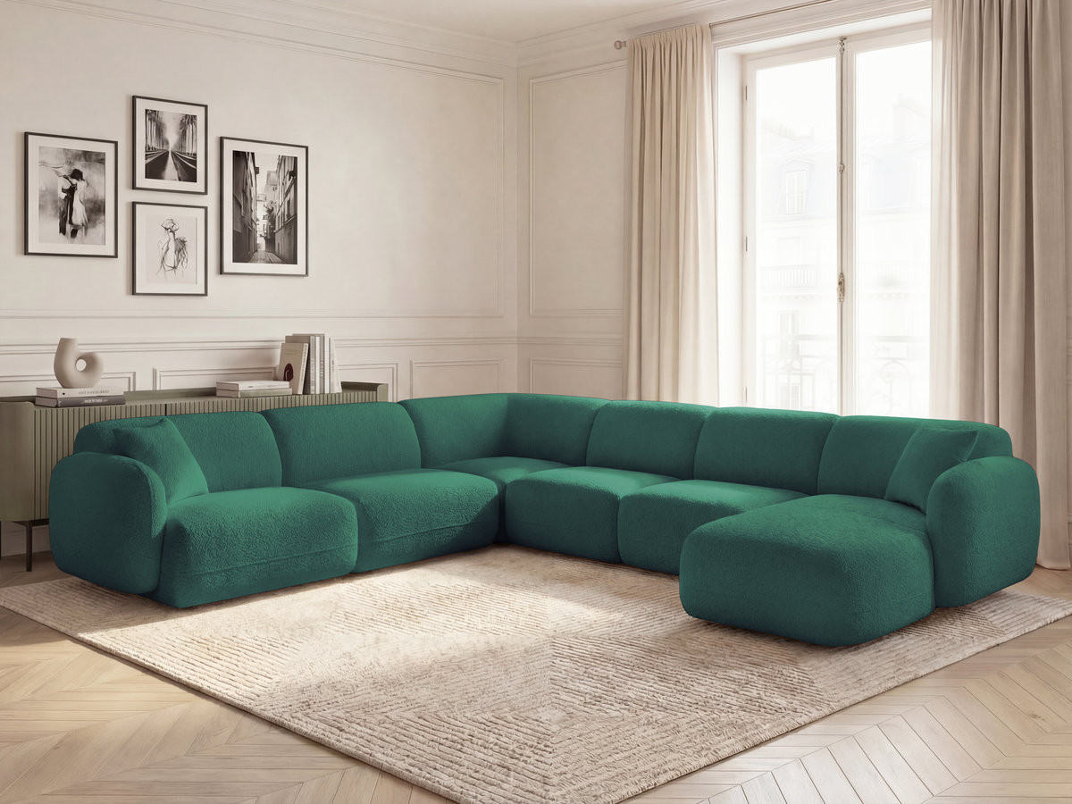 Bobochic Anda Wohnlandschaft Chenille Dunkelgrün Ecke links