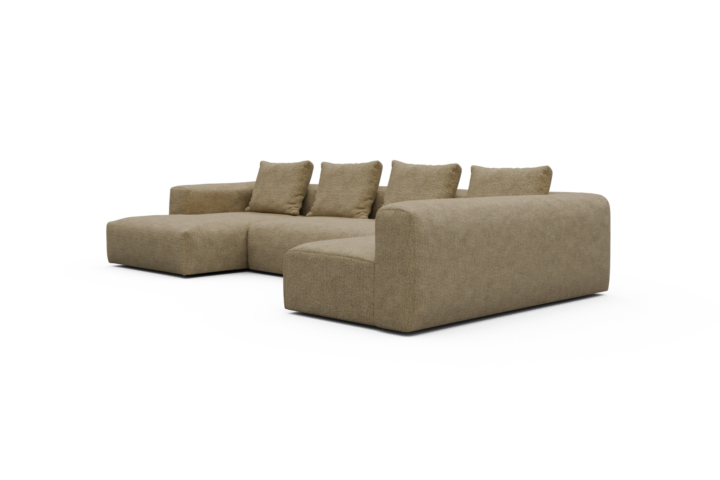 Wohnlandschaft Fred Chaiselongue links mit 2-Sitzer und lange Armlehne rechts Carreno-Silician-Yellow