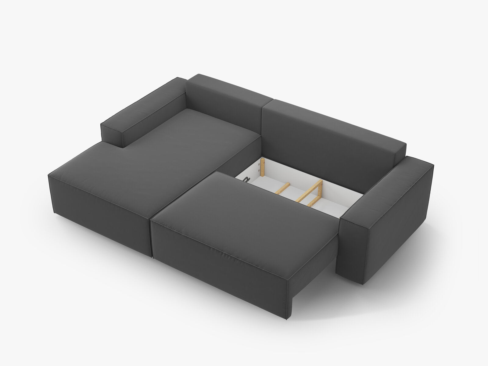 Micadoni Schlaf-Ecksofa Jodie 3-Sitzer Links Samt Grau
