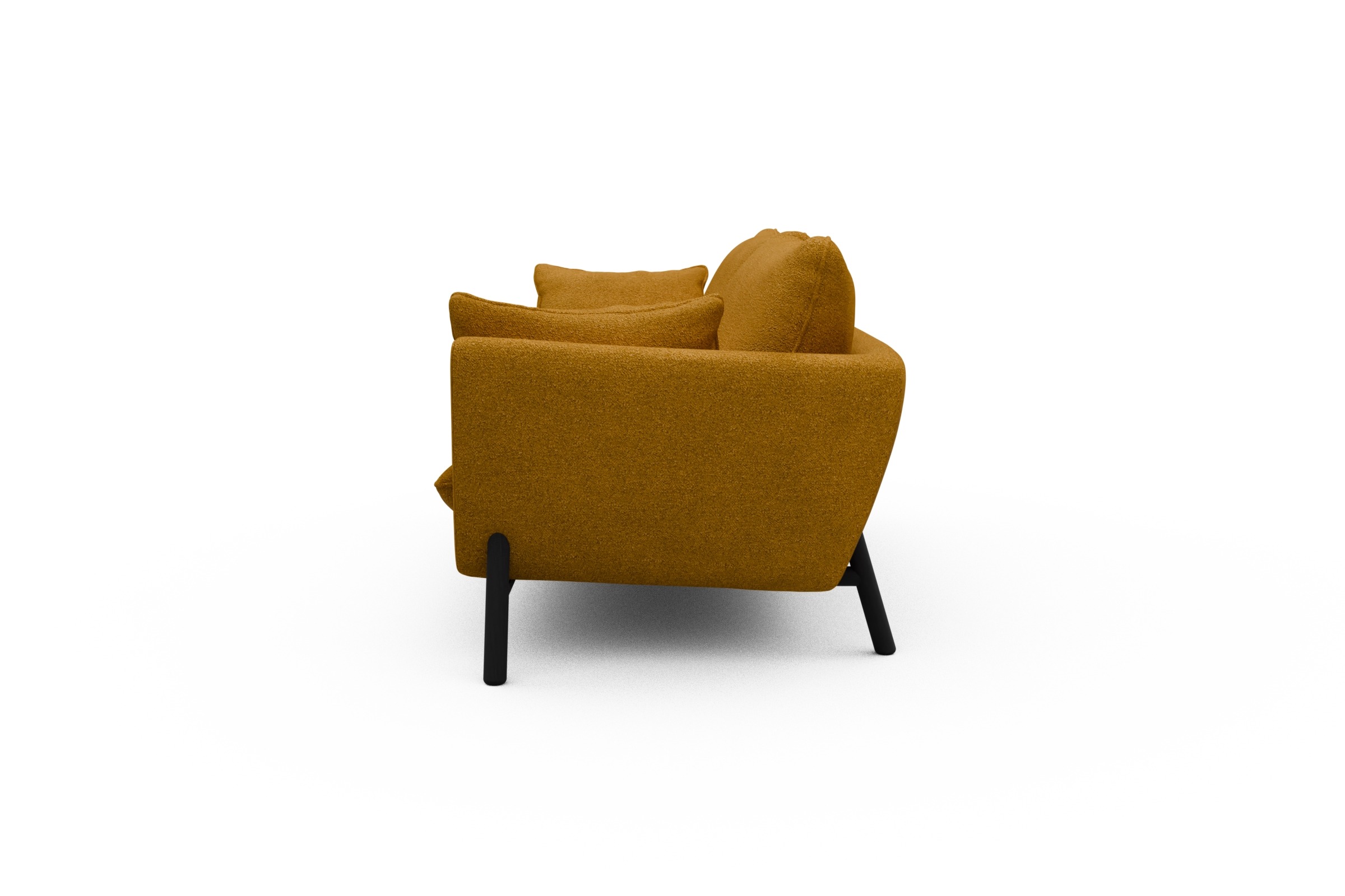 Sofa Emil 3-Sitzer Beinfarbe Eiche Schwarz Boucle-Ochre