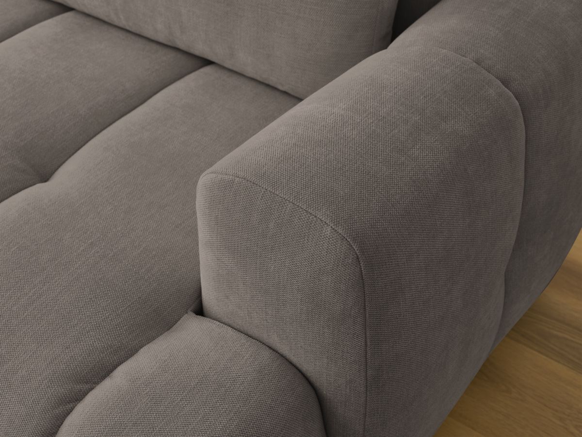 Bobochic Fuji Ecksofa mit Schlaffunktion und Bettkasten und Pouf 292 × 160 cm Stoff Taupe Ecke links