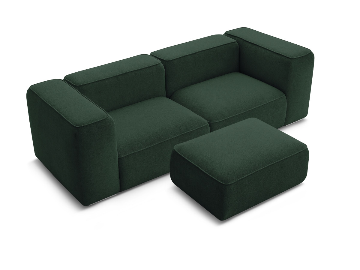 Bobochic Zephyr Sofa 3-Sitzer mit Pouf Strukturstoff Grün