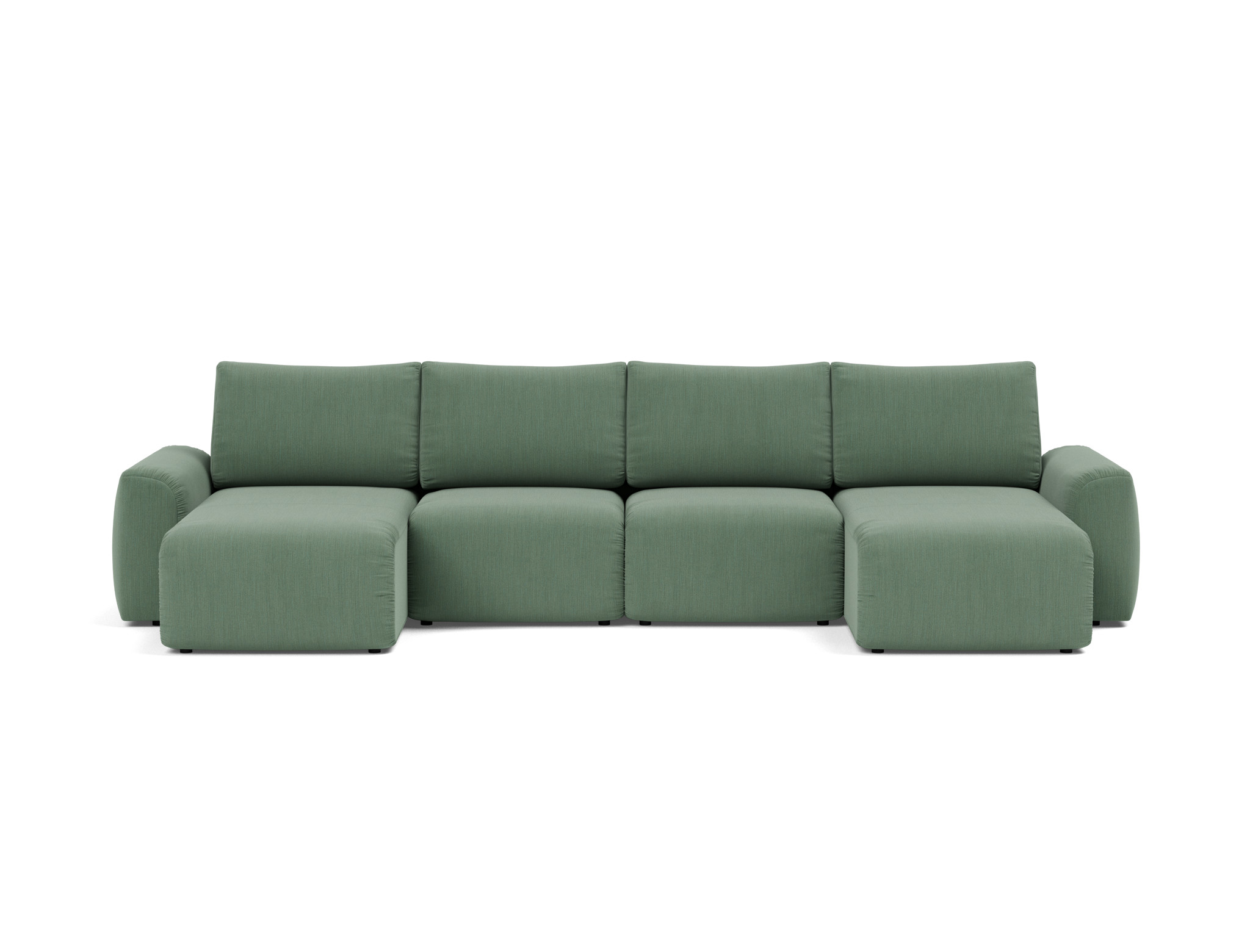 Schlafsofa Norum U-Form mit Chunky-Armlehnen Flachgewebe Elegance 518-Green