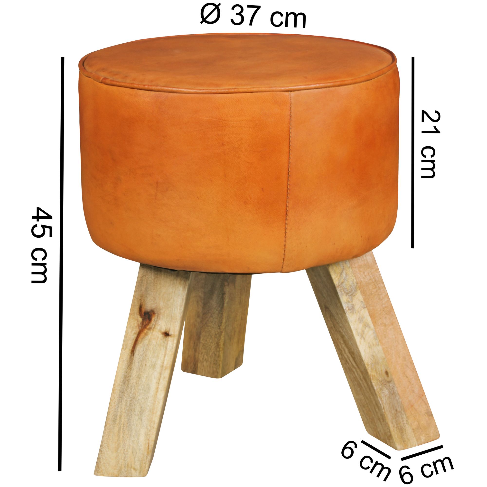 Sitzhocker Svaneke Echtleder Braun Ø 37 cm