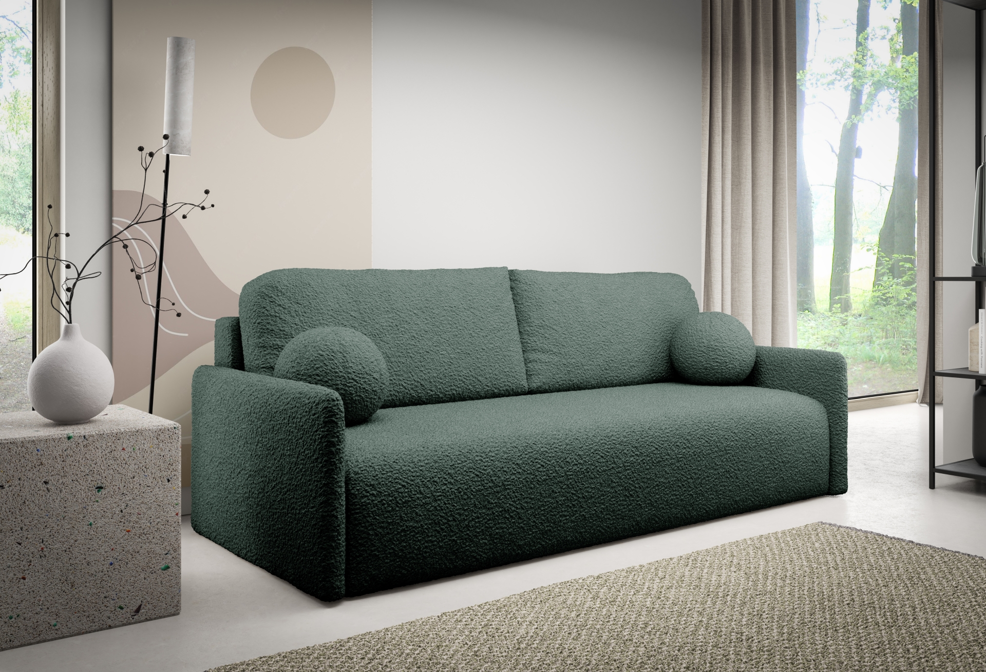 Glove 3-Sitzer Schlafsofa Abriamo Bouclé Smaragdgrün