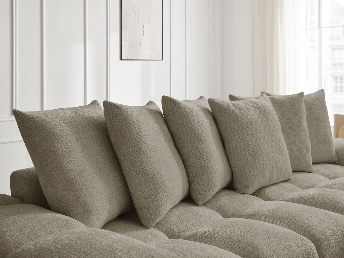 Bobochic Anakin Ecksofa, 6 Kissen Strukturstoff Taupe