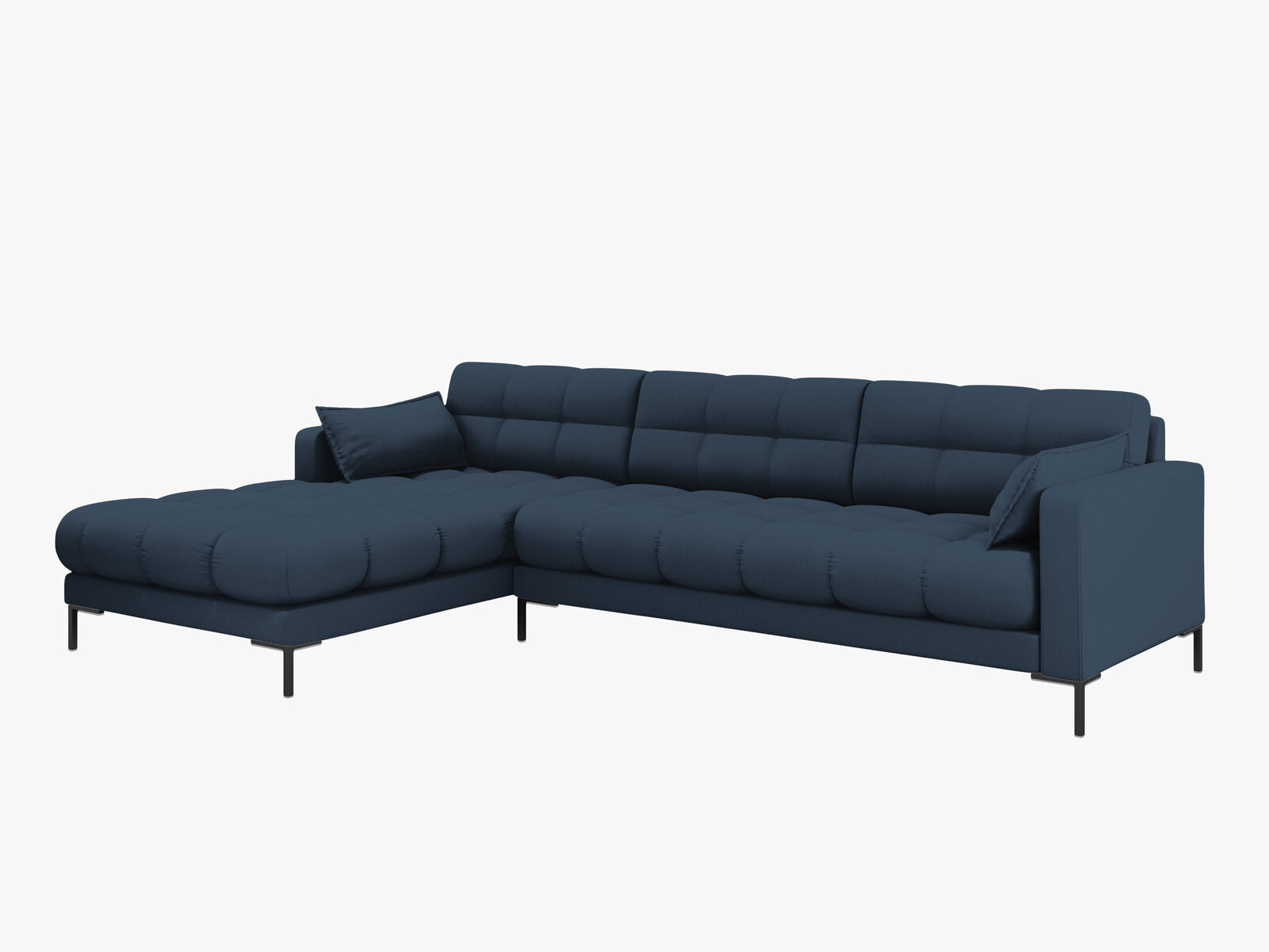 Micadoni Ecksofa Mamaia 5-Sitzer Links Strukturierter Stoff Neve Blau schwarze Beine