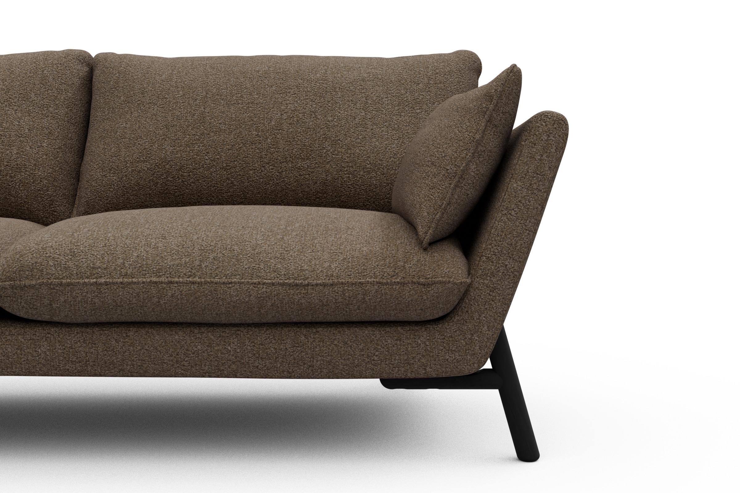 Sofa Emil 3-Sitzer Beinfarbe Eiche Schwarz Aivi-Khaki-Brown
