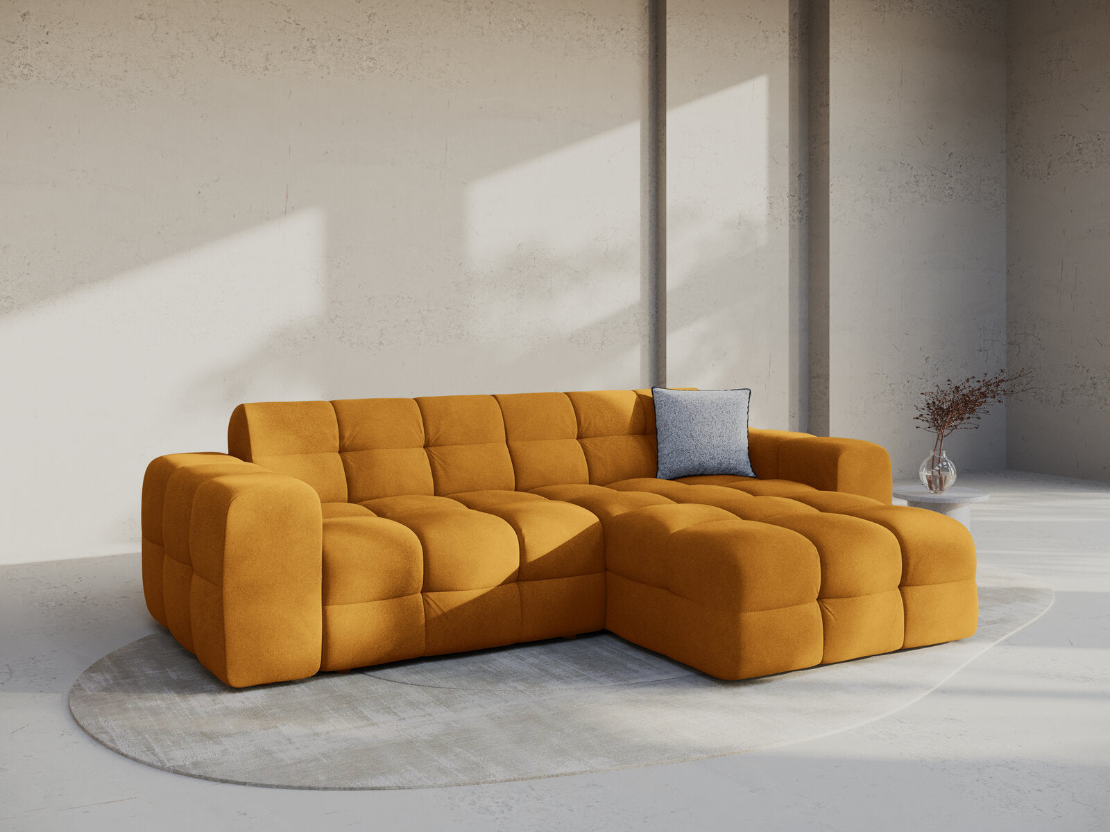 Micadoni Ecksofa Kendal 4-Sitzer Rechts Samt Senf