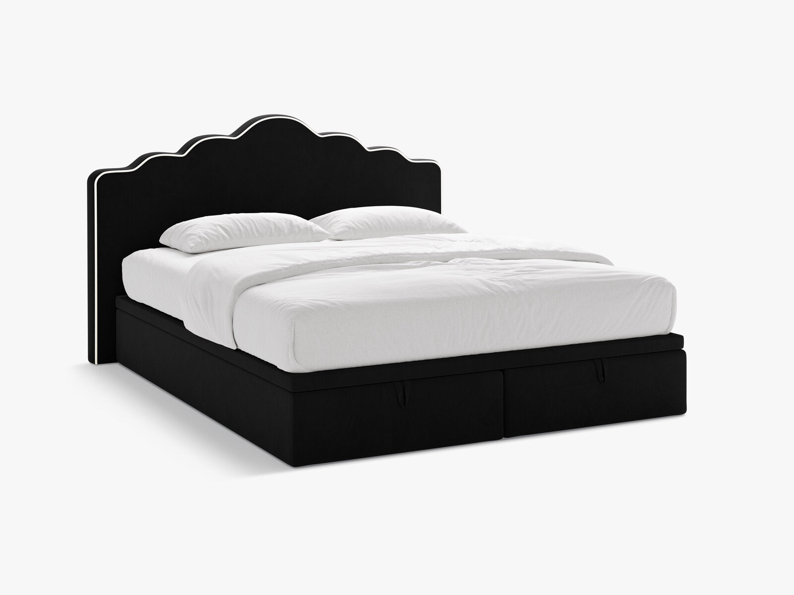 Micadoni Dream Boxspringbett mit Bettkasten und Kopfteil Samt Magic Velvet Elfenbein / Schwarz 140x200