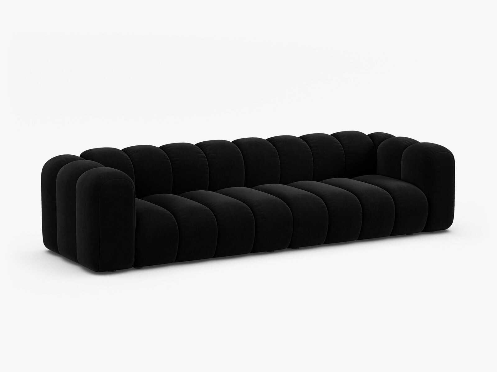 Micadoni Modulares Sofa Lupine 4-Sitzer Samt Venus Schwarz