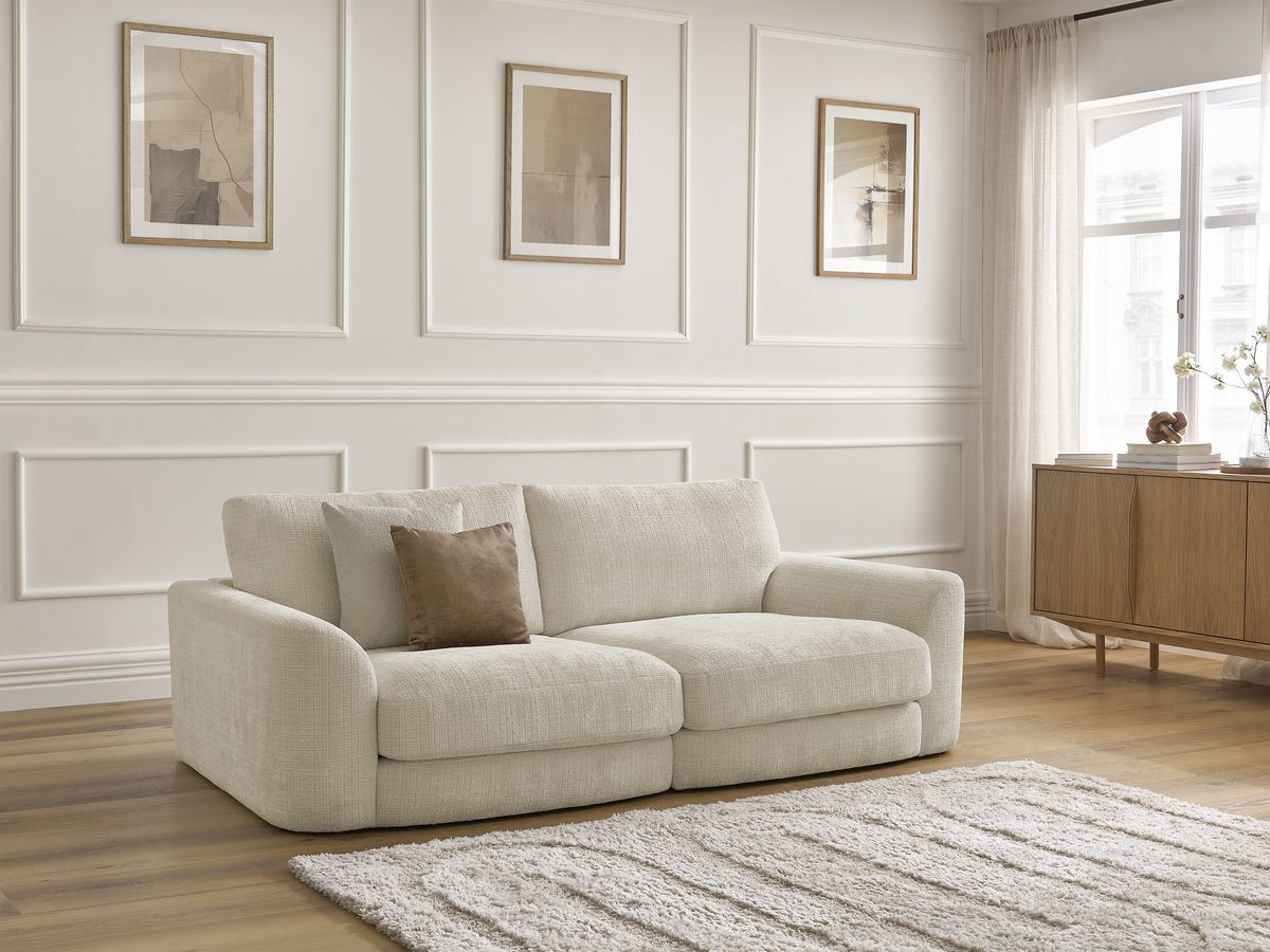 Bobochic Leonore Sofa 3-Sitzer Strukturstoff Beige