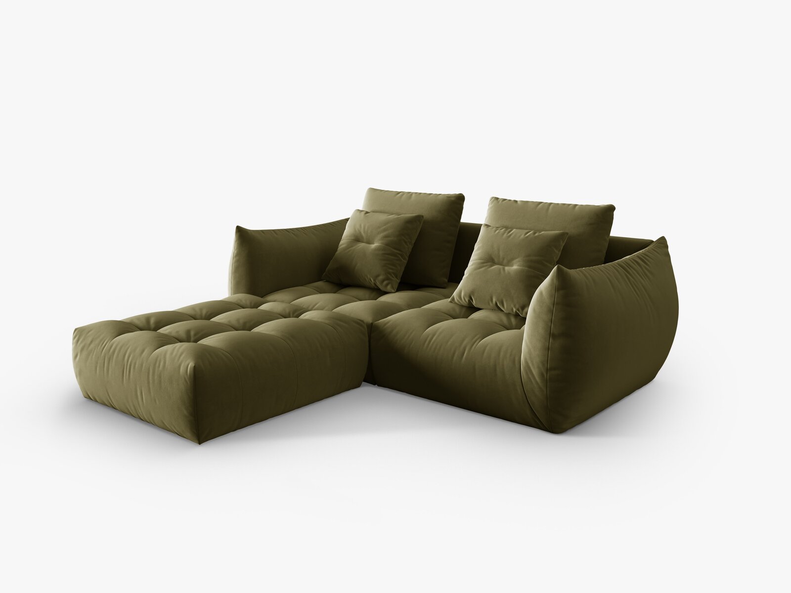 Micadoni Ecksofa Bloom 3-Sitzer Samt Hellgrün