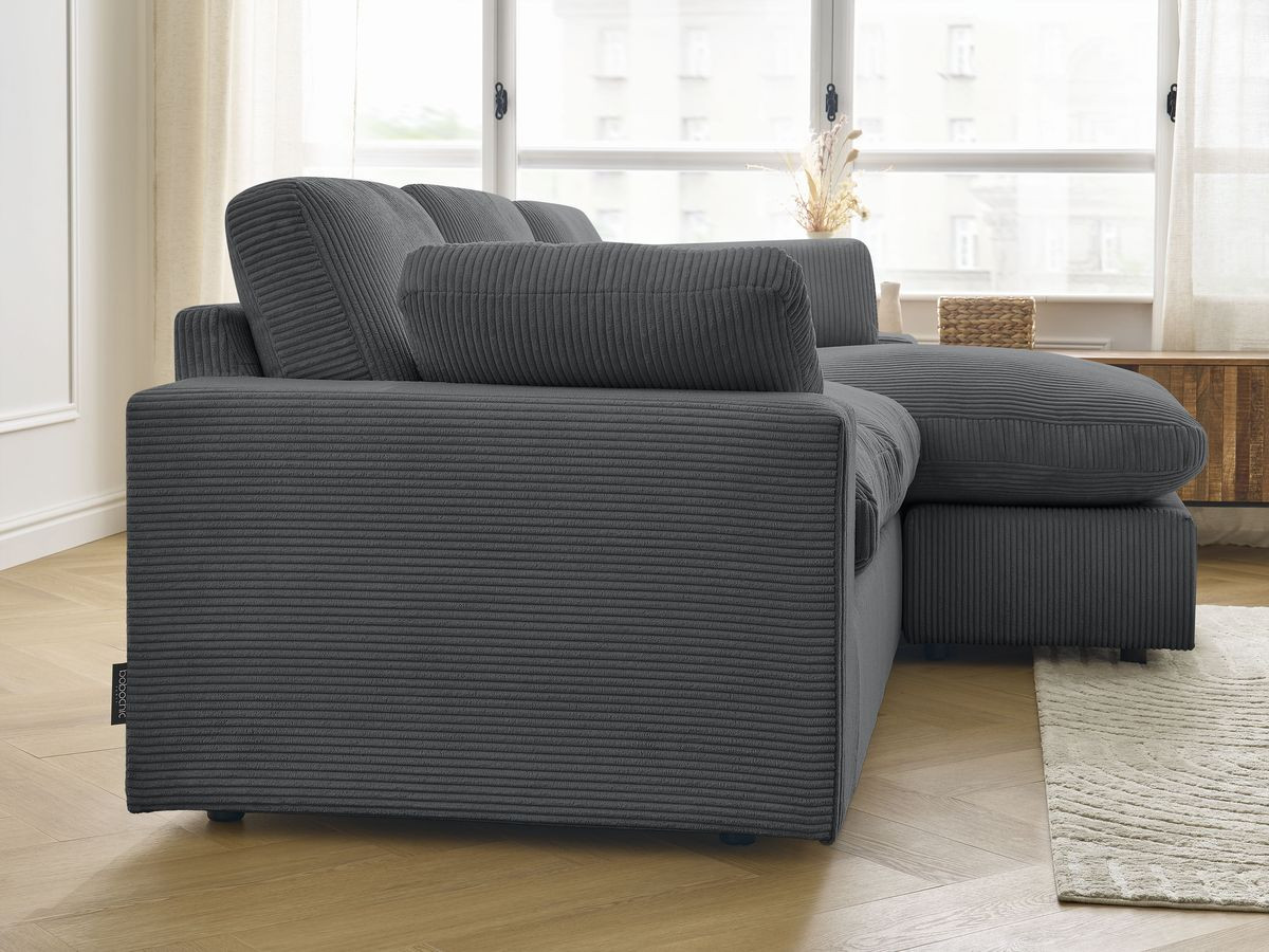Bobochic Belair Ecksofa 220 × 139 cm Cordsamt Dunkelgrau
