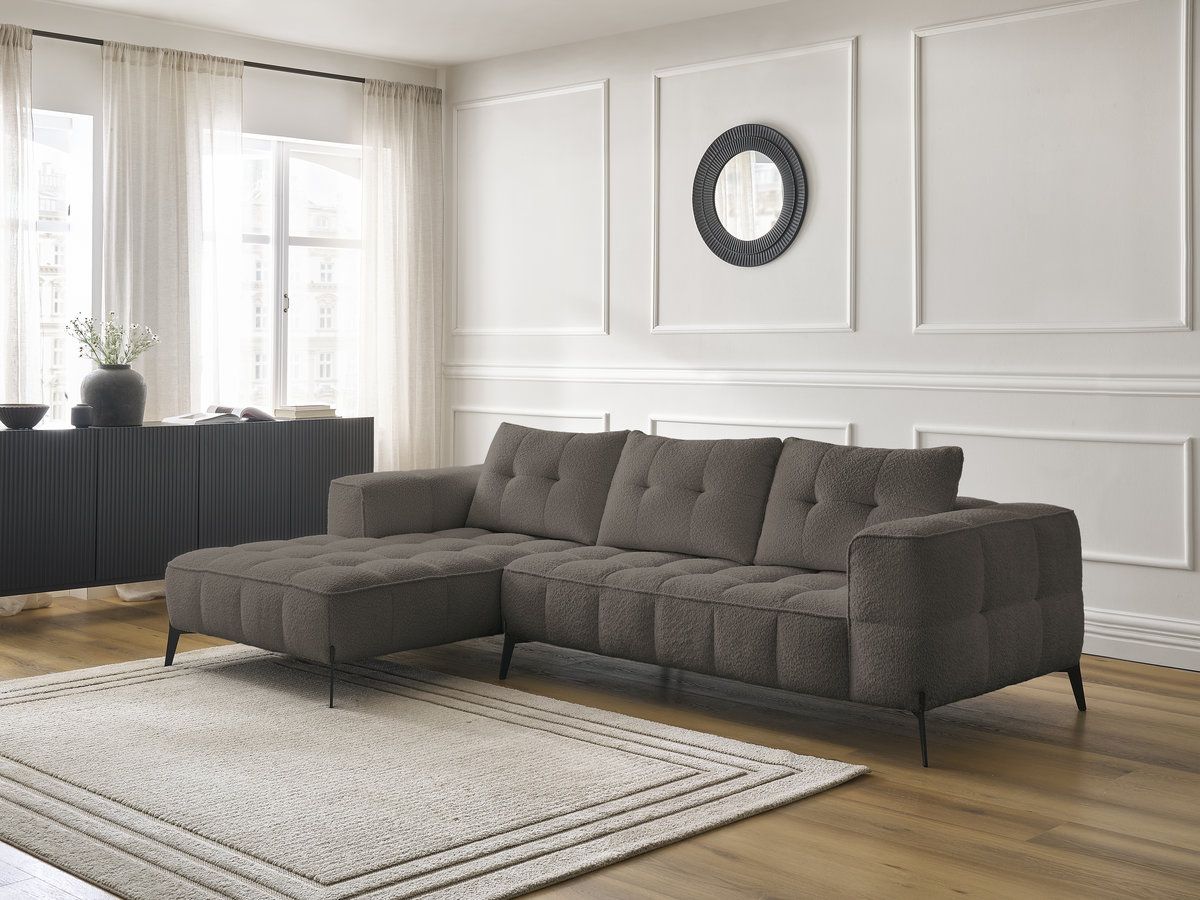 Bobochic Anis Ecksofa Bouclé-Stoff Braun Ecke links