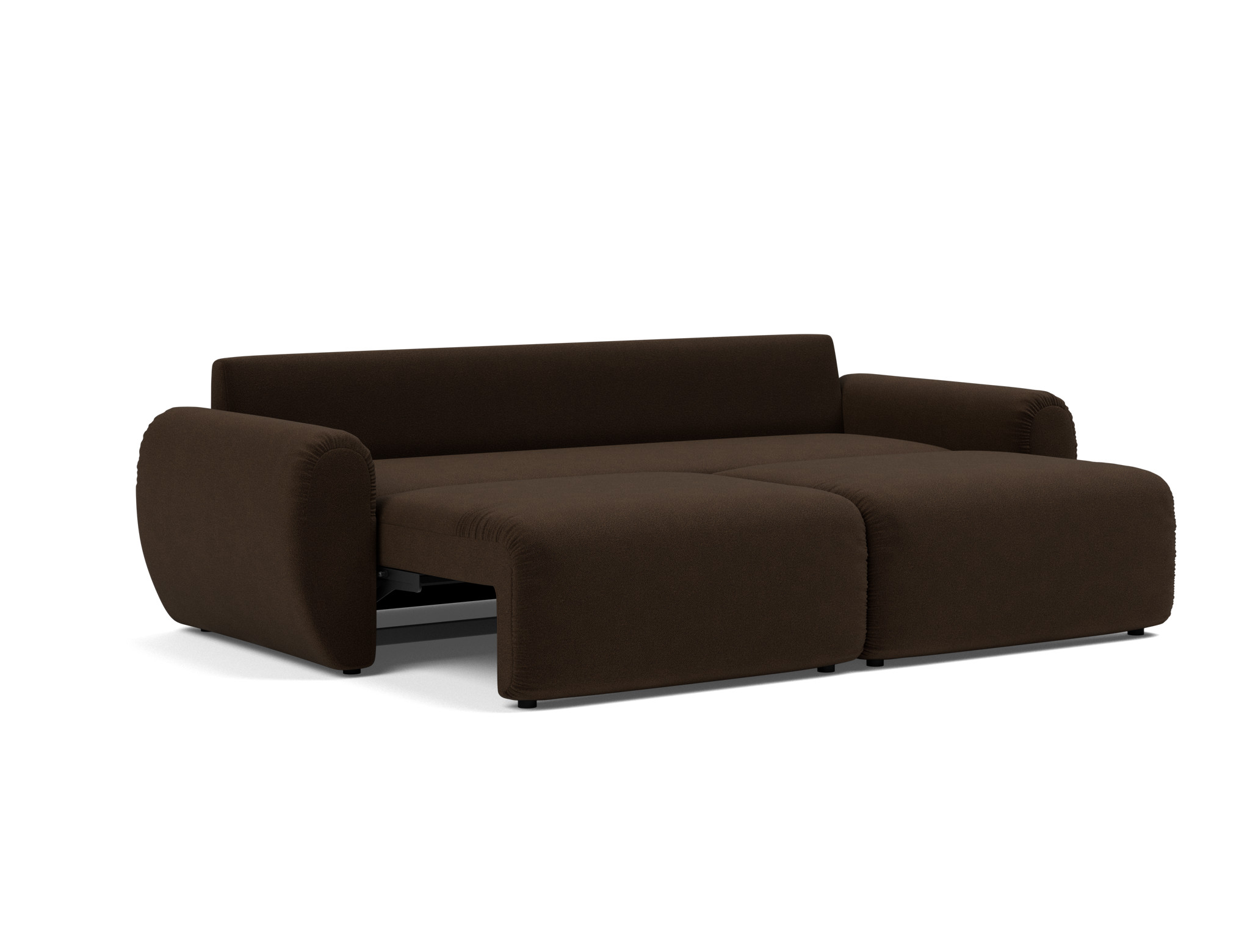Schlafsofa Norum mit Curve-Armlehnen Strukturierter Stoff Taura 358-Chocco