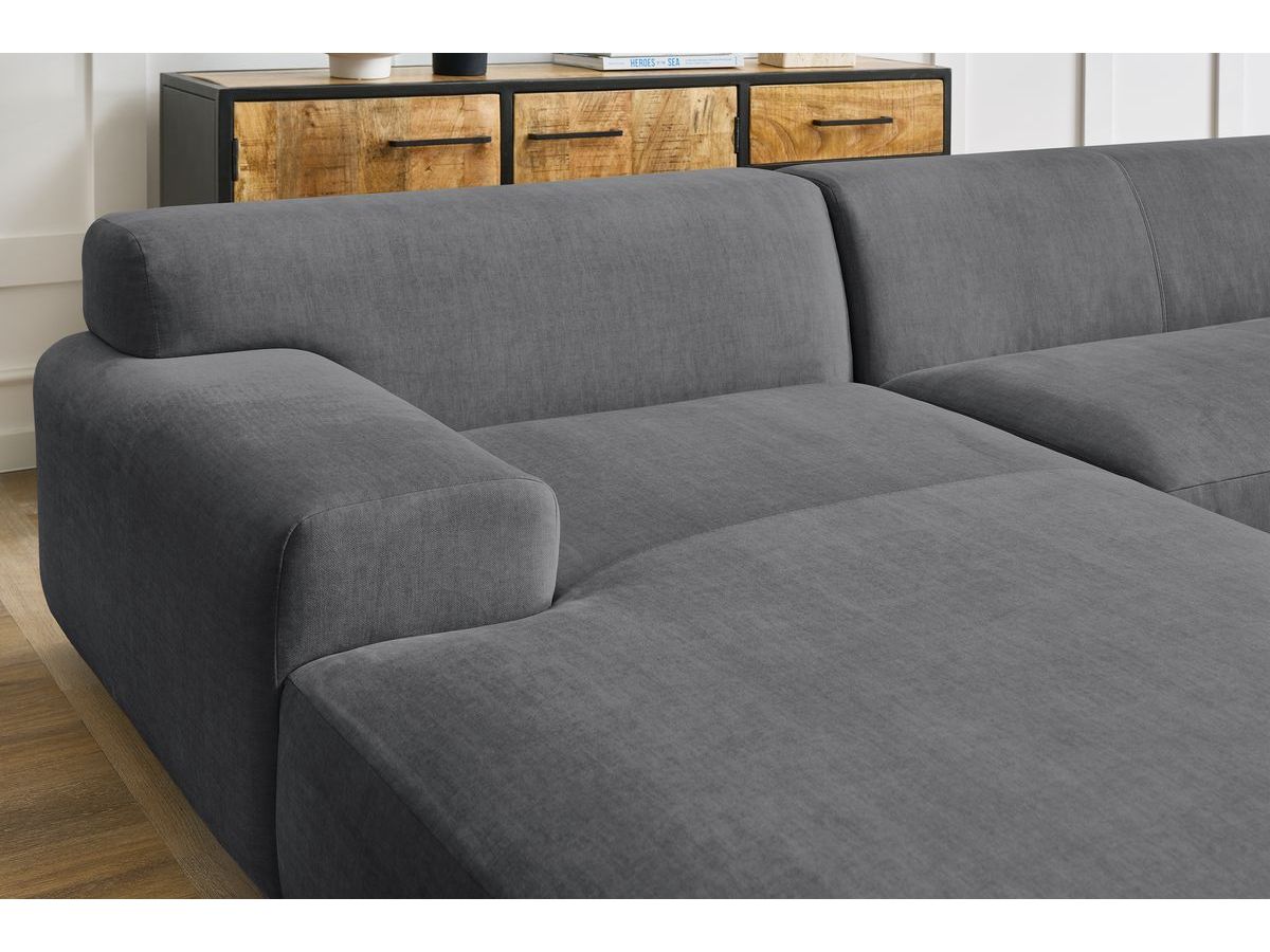 Bobochic Lavena Wohnlandschaft 359 × 220 cm Samt Dunkelgrau Ecke links