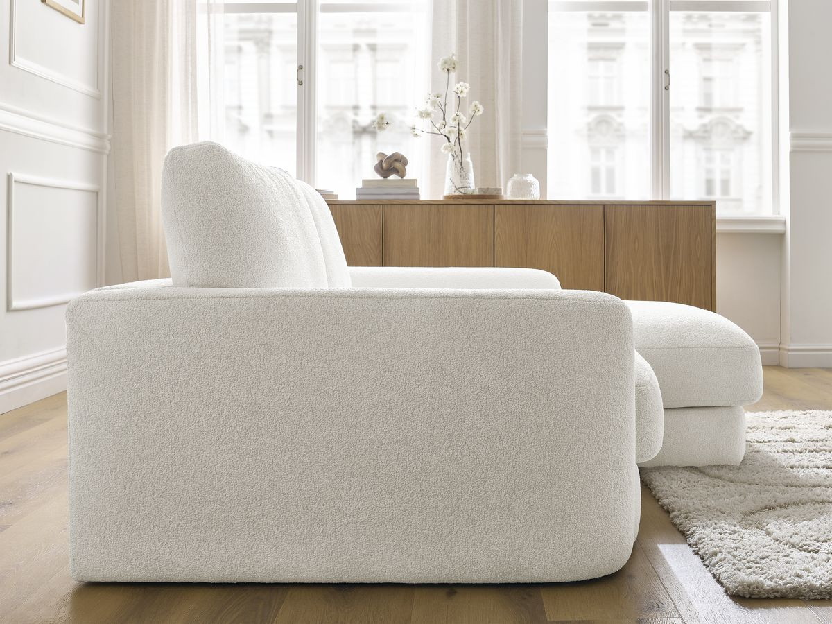 Bobochic Leonore Ecksofa Bouclé-Stoff Weiß Ecke rechts