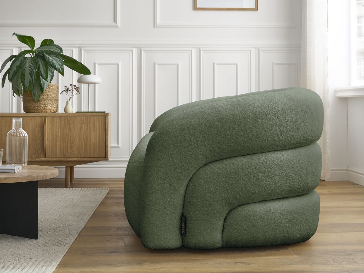 Bobochic Elina Sofa 3-Sitzer Bouclé-Stoff Grün