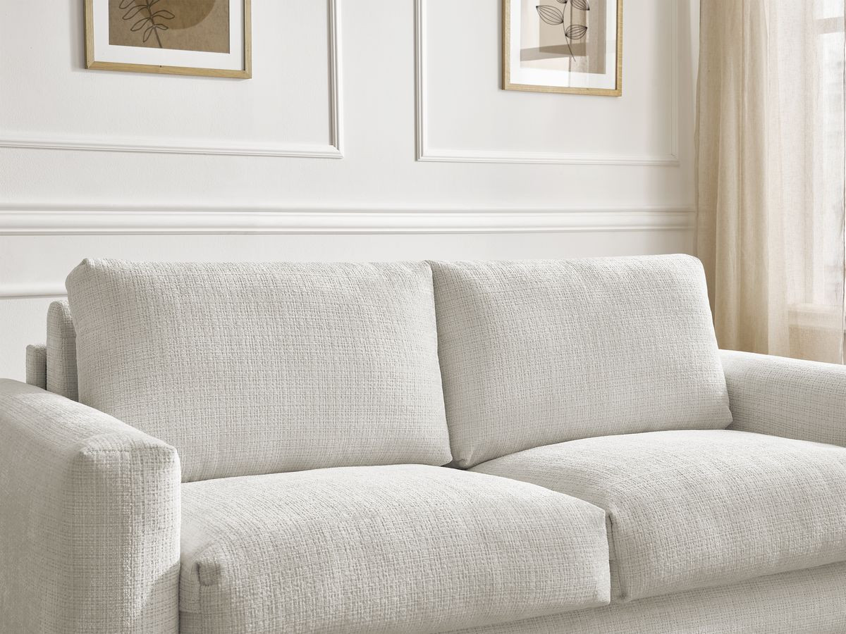 Bobochic Cocoone Schlafsofa 3-Sitzer Strukturstoff Weiß, Liegefläche 160 × 200 cm