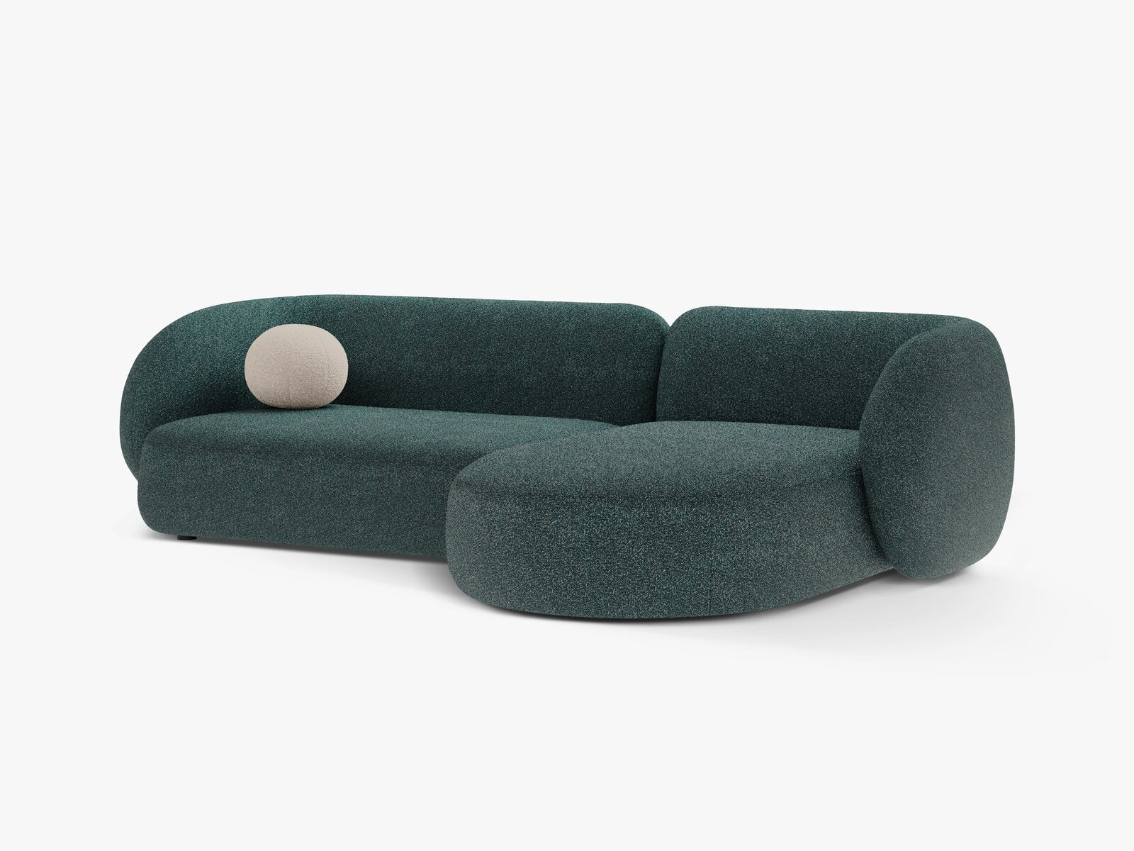 Micadoni Ecksofa Kate 3-Sitzer Rechts Strukturierter Stoff Puente Grün Blau Melange