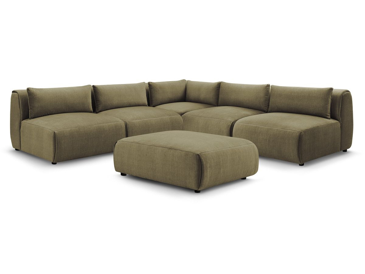 Bobochic Jeanne Ecksofa mit Pouf Samt Grün