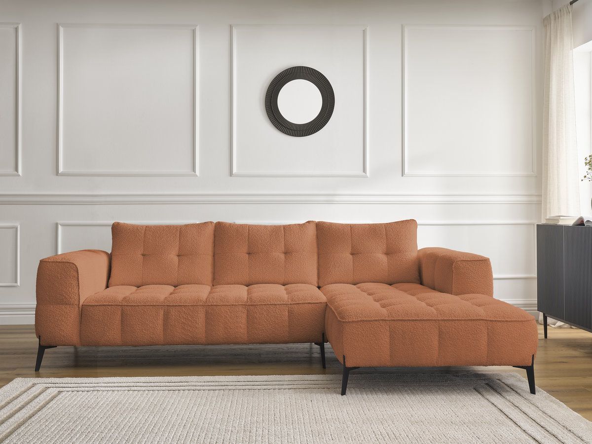 Bobochic Anis Ecksofa Bouclé-Stoff Orange Ecke rechts