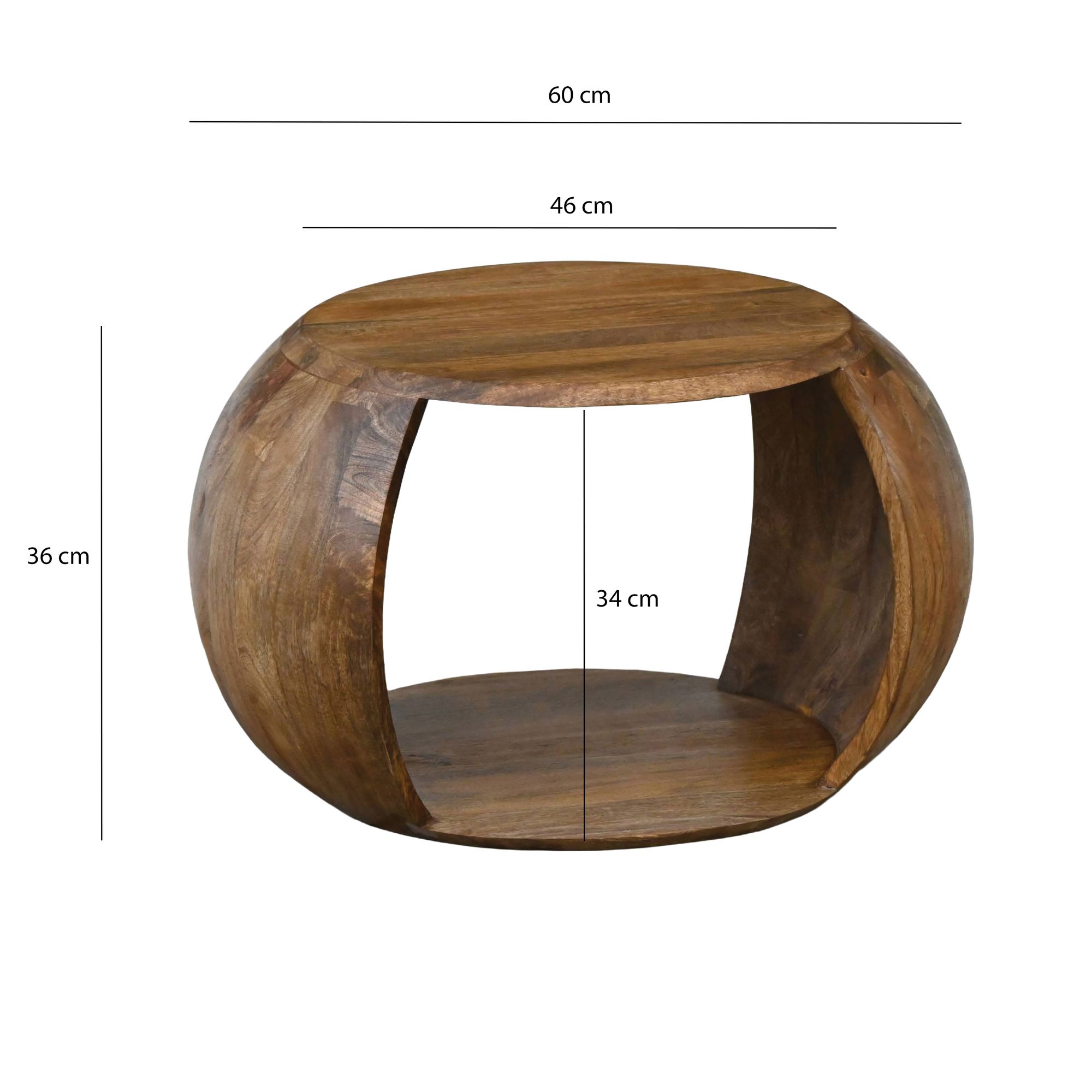 Couchtisch Utne Massivholz Mango Ø 60 × H 36 cm