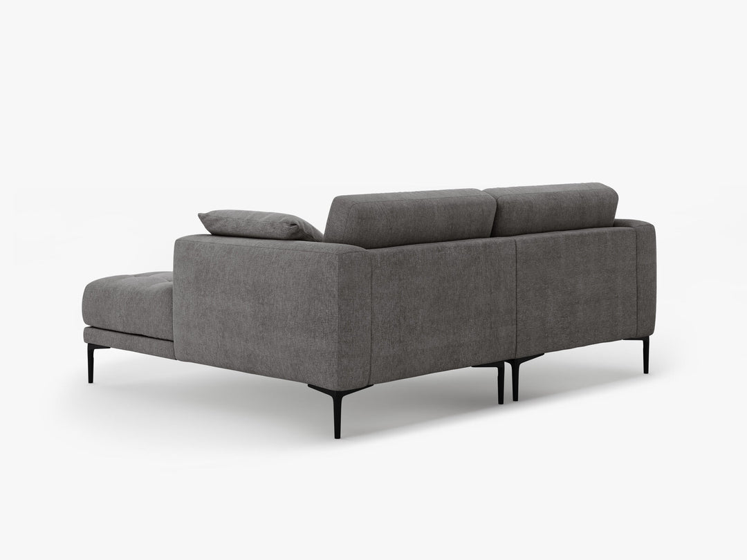 Micadoni Ecksofa Bemy 2-Sitzer Rechts Strukturierter Stoff Grau